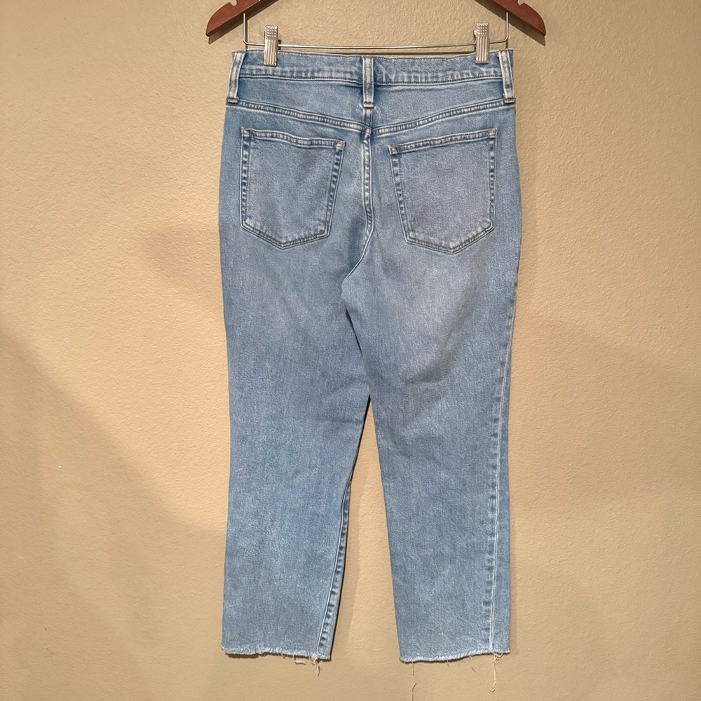 J.Crew Factory High Rise Light Wash Distressed Cropped Straight Jeans Blue 28 - Picture 6 of 6